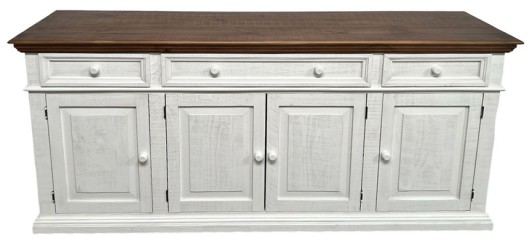 Pine Island TV Stand/ Buffet in Frosted White w/Natural Brown